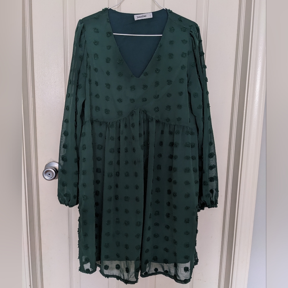 V-neck green dress